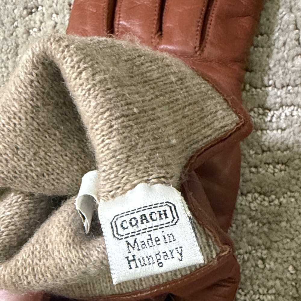Women’s Coach Brown Leather Gloves - Picture 3 of 3